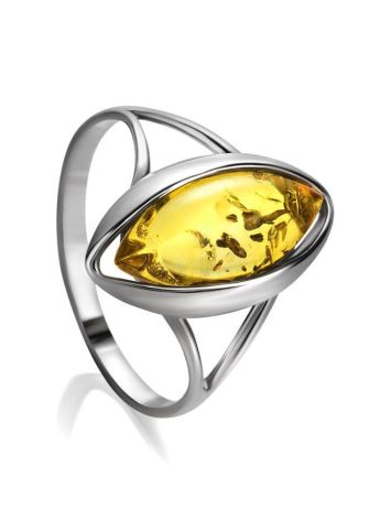Luminous Lemon Amber Ring In Sterling Silver The Sophia, Ring Size: 8.5 / 18.5, image 