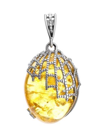 Fabulous Amber Pendant In Sterling Silver The Spider Web, image 
