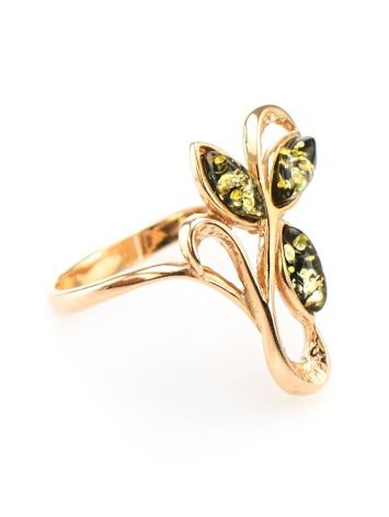 Green Amber Ring In Gold The Verbena, Ring Size: 8 / 18, image 
