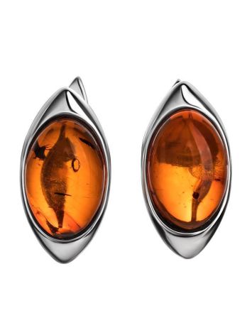 Bright Cognac Amber Earrings In Sterling Silver The Amaranth, image 