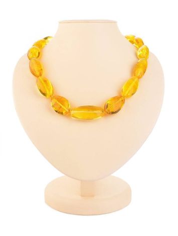 Olive Cut Lemon Amber Beads, image 