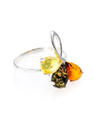 Multicolor Amber Ring In Sterling Silver the Dandelion, Ring Size: 5.5 / 16, image 