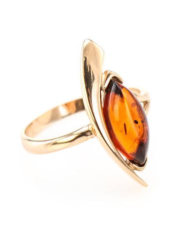 Golden Ring With Leaf Cut Amber The Liana, Ring Size: 8.5 / 18.5, image 