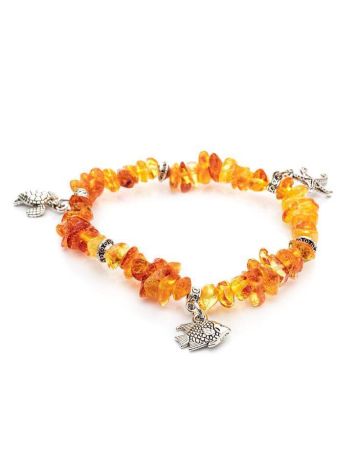 Cognac Amber Designer Bracelet With Charms, image 