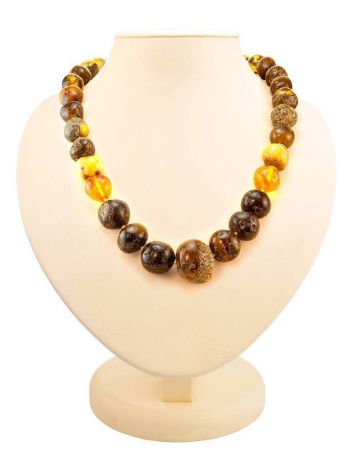 Multicolor Large-To-Small Amber Beaded Necklace, image 