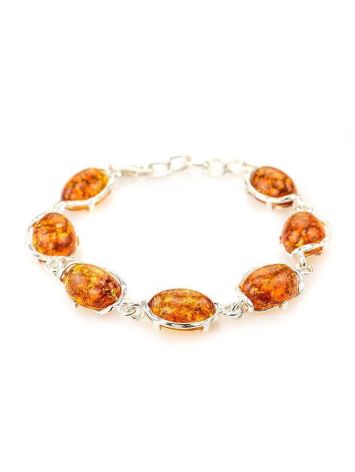 Cognac Amber Link Bracelet In Sterling Silver The Vivaldi, image 