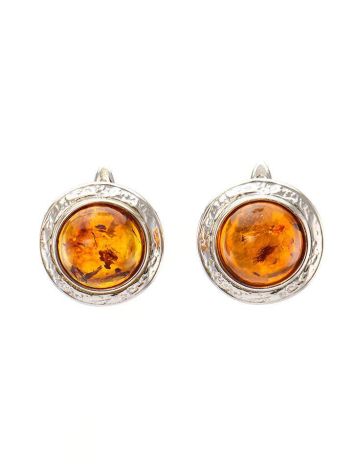 Cognac Amber Earrings In Sterling Silver The Hermitage, image 