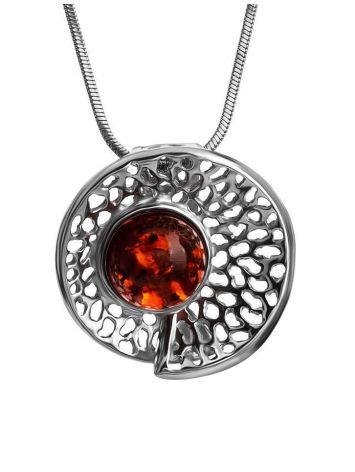 Round Amber Pendant In Sterling Silver The Venus, image 
