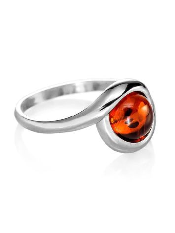 Delicate Cognac Amber Ring In Sterling Silver The Berry, Ring Size: 11.5 / 21, image 