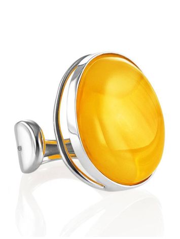 Gorgeous Honey Amber Ring In Sterling Silver The Glow, Ring Size: Adjustable, image 