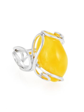Adjustable Honey Amber Ring In Sterling Silver The Flamenco, Ring Size: Adjustable, image 