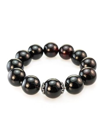 Bold Dark Amber Ball Beaded Bracelet The Ariadna, image 