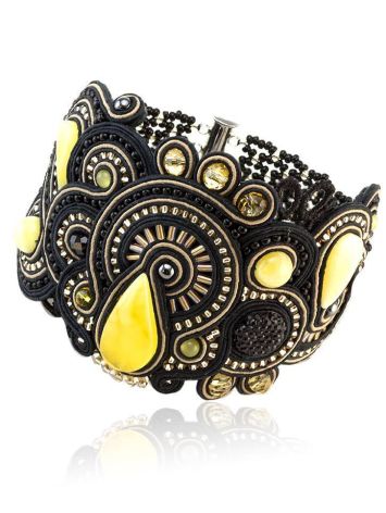 Braided Cuff Bracelet With Amber And Crystals The India, image 