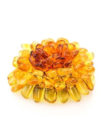 Multicolor Amber Brooch The Chrysanthemum, image 