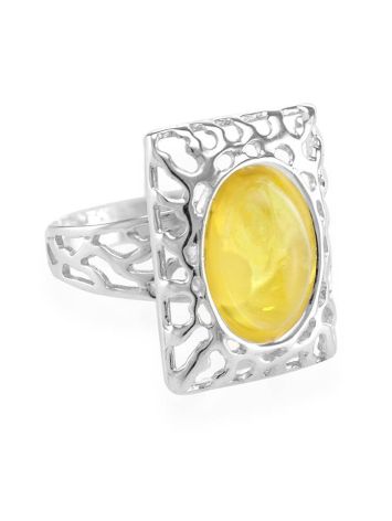 Lemon Amber Ring In Sterling Silver The Venus, Ring Size: 9 / 19, image 