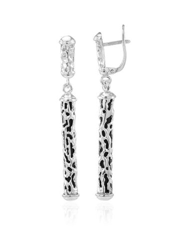 Filigree Silver Bar Earrings With Caoutchouc The Kenya, image 