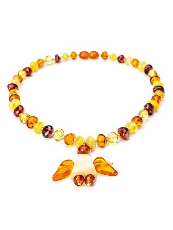 Amber Teething Necklace With Angel Shaped Pendant, image 