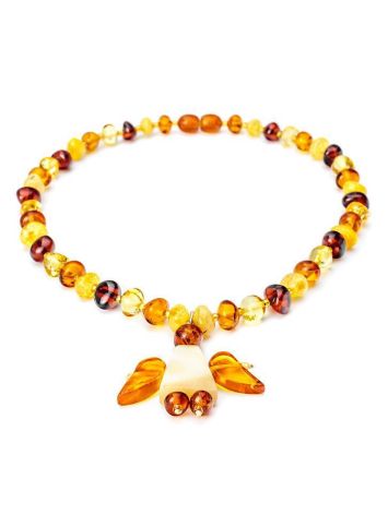 Amber Teething Necklace With Angel Shaped Pendant, image 