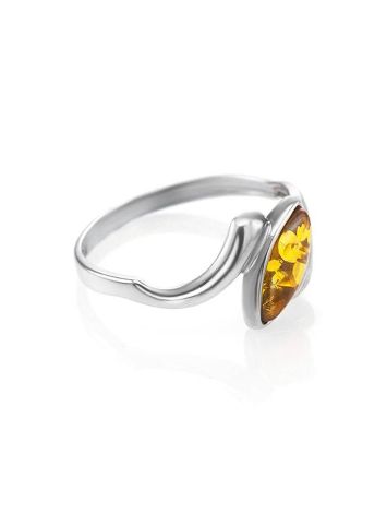 Classy Silver Ring With Cognac Amber The Amaranth, Ring Size: 5 / 15.5, image 