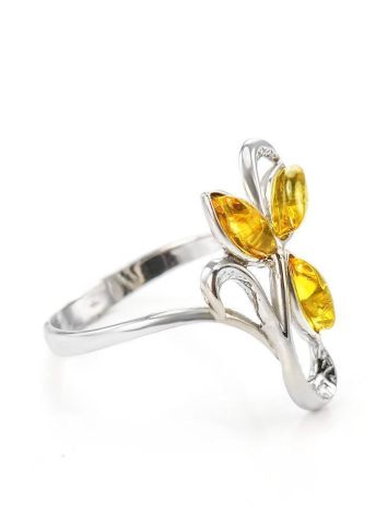 Floral Amber Ring In Sterling Silver The Verbena, Ring Size: 6 / 16.5, image 