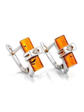 Amber Earrings In Sterling Silver With Crystals The Scandinavia, image 