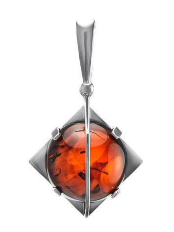 Futuristic Square Amber Pendant In Sterling Silver The Saturn, image 