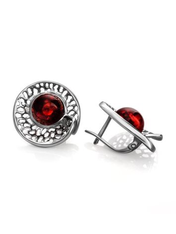 Cherry Amber Earrings In Sterling Silver The Venus, image 