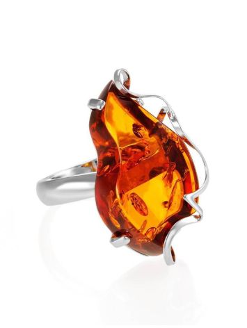 Adjustable Amber Ring In Sterling Silver The Rialto, Ring Size: Adjustable, image 