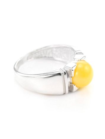 Bold Honey Amber Ring In Sterling Silver The Rondo, Ring Size: 12 / 21.5, image 