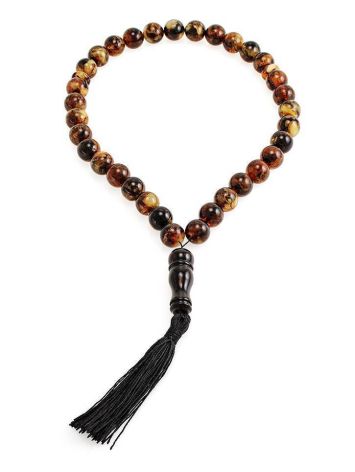 Islamic 33 Black Amber Prayer Beads, image 