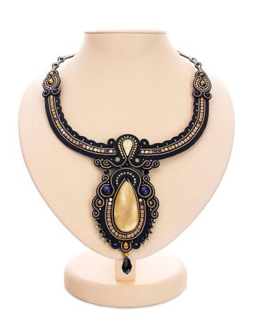 Braided Textile Necklace With Amber And Glass Beads The India, image 