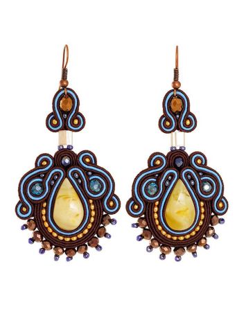 Ornate Drop Earrings With Amber And Crystals The India, image 