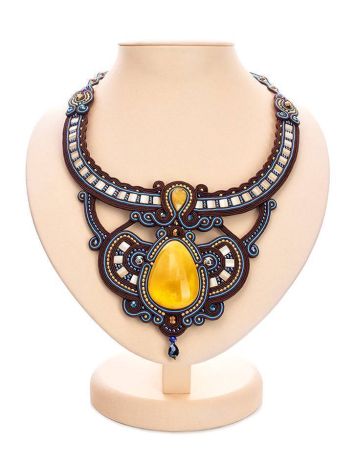 Textile Braided Necklace With Amber And Crystals The India, image 