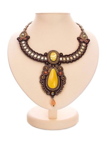 Ornate Braided Necklace With Amber And Glass Beads The india, image 