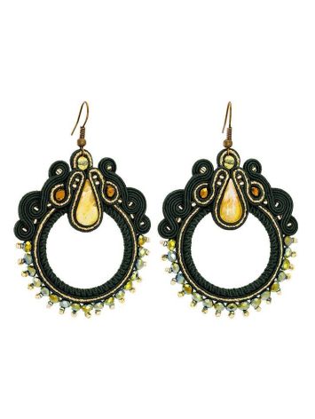 Braided Hoop Drop Earrings With Amber And Crystals The India, image 