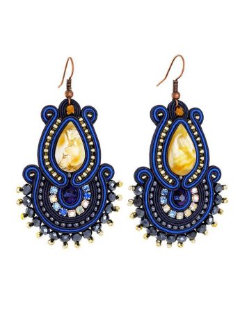 Ornate Drop Earrings With Amber And Crystals The India, image 