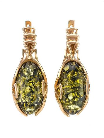 Golden Earrings With Green Amber The Rendezvous, image 