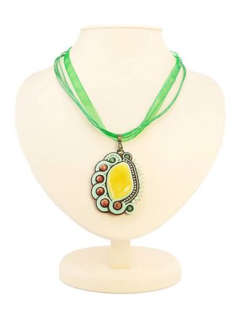Macrame Necklace With Honey Amber The India, image 