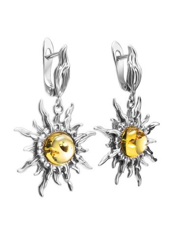 Drop Amber Earrings In Sterling Silver The Helios, image 