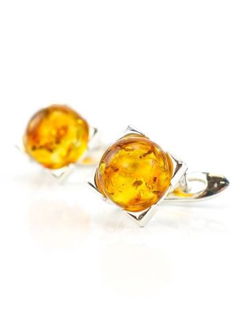 Cognac Amber Earrings In sterling Silver The Rondo, image 