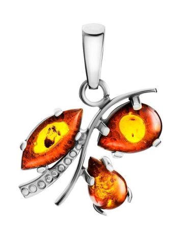 Cognac Amber Pendant In Sterling Silver The Verbena, image 