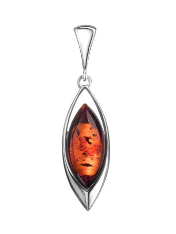 Chic Silver Pendant With Cognac Amber The Taurus, image 