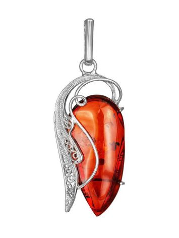 Bold Silver Pendant With Bright Cognac Amber The Dew, image 