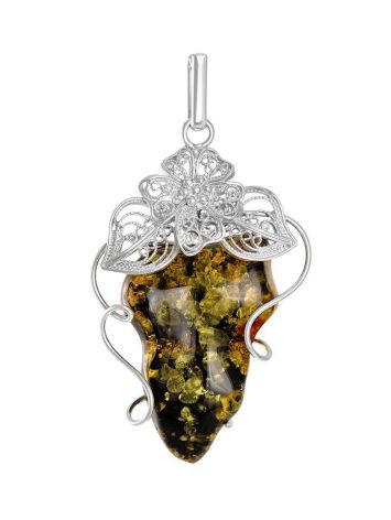 Amber pendant in sterling silver the Dew, image 