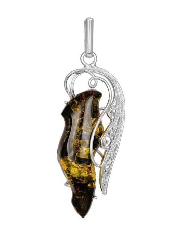 Bold Handcrafted Amber Pendant In Sterling Silver The Dew, image 