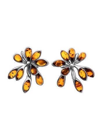 Cognac Amber Earrings In Sterling Silver The Dahlia, image 