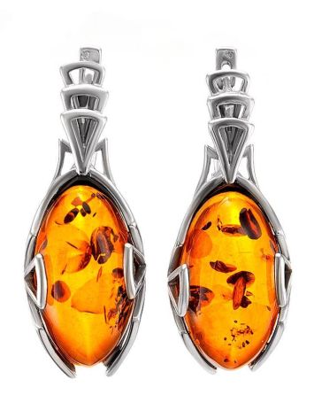 Cognac Amber Earrings In Sterling Silver The Rendezvous, image 
