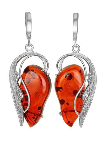 Opulent Handcrafted Amber Earrings In Sterling Silver The Dew, image 