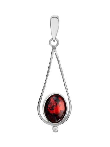 Sterling Silver Drop Pendant With Cherry Amber The Sultan, image 
