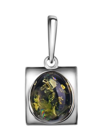Green Amber Pendant In Sterling Silver The Saturn, image 
